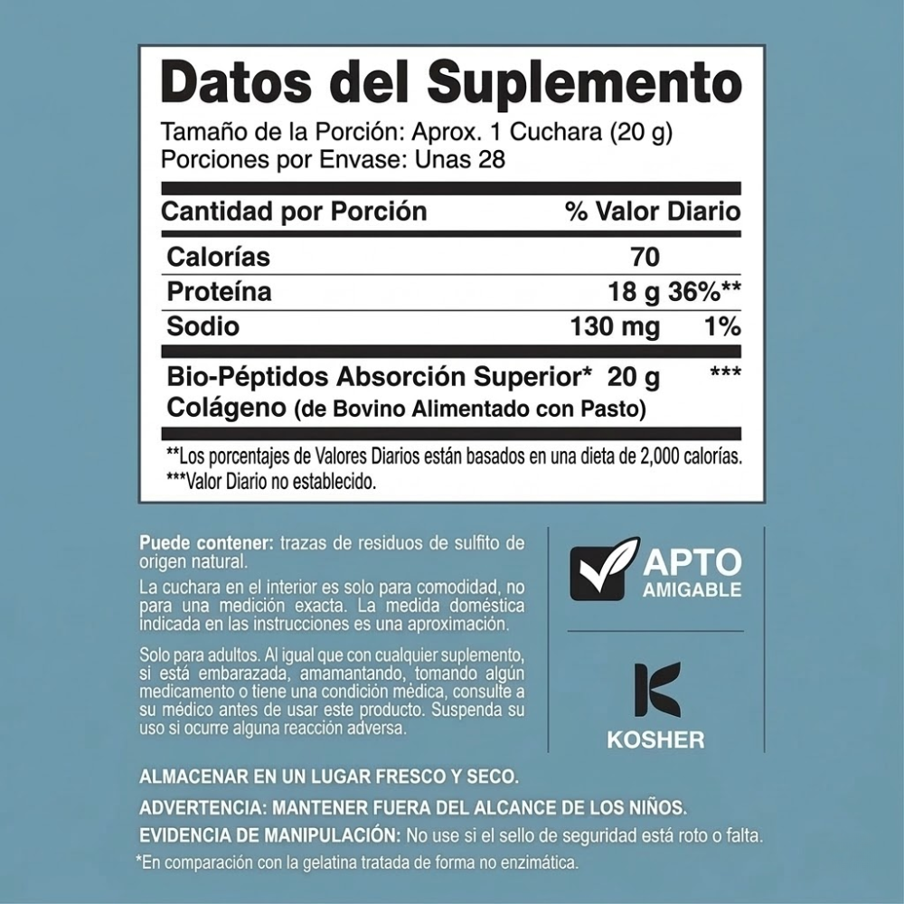 Suplemento de Colágeno Bio-Peptides en Polvo